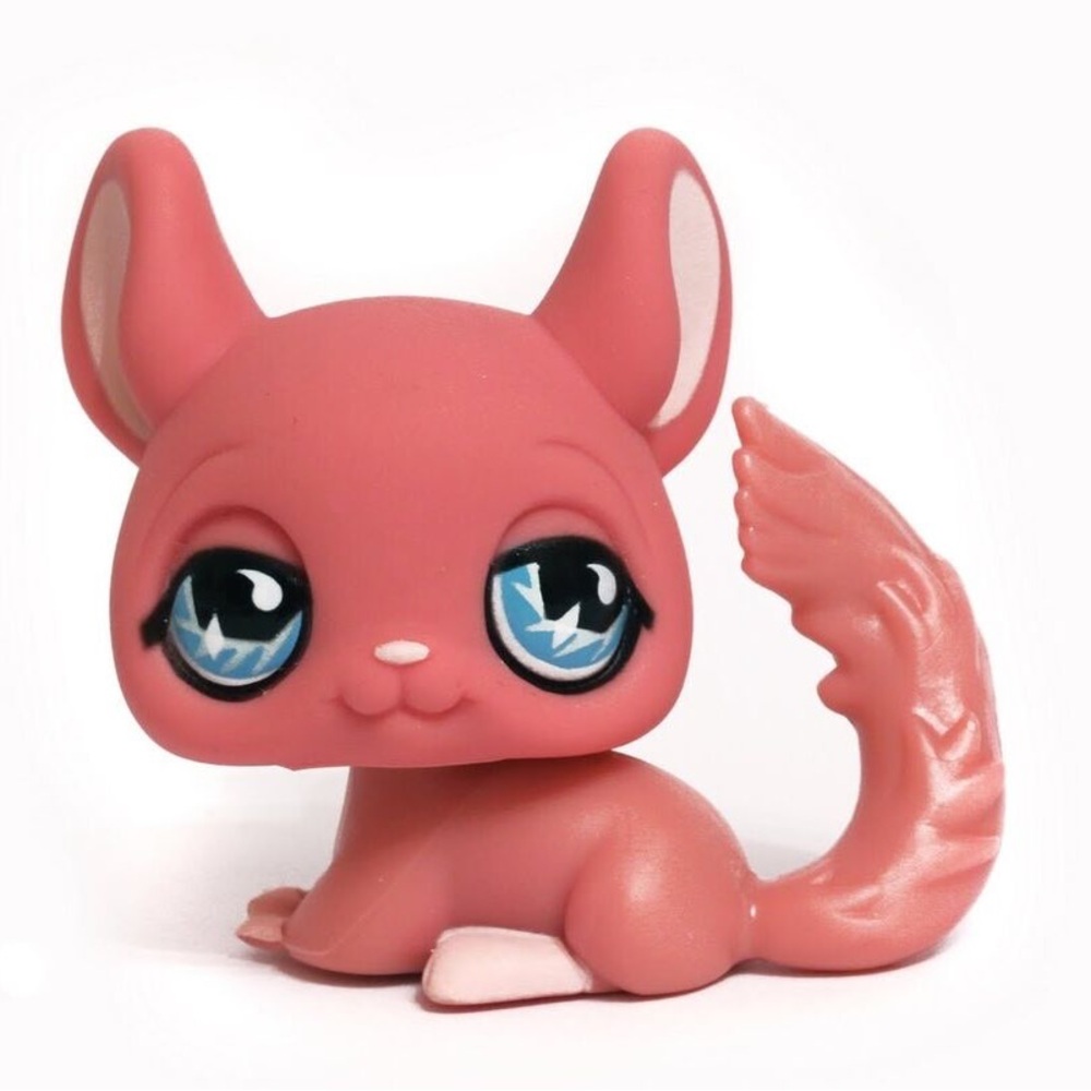 Littlest Pet Shop #599 2007 Chinchilla Pink Ice Blue Teardrop Eyes Hasbro